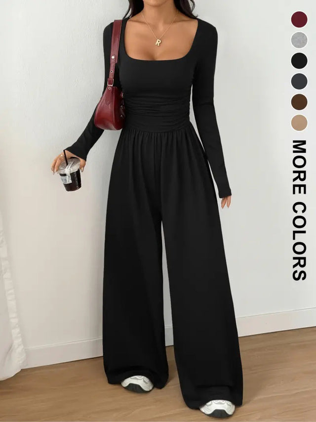 Stylish and casual wide-leg pants, simple and slim-fitting solid color slimming suit