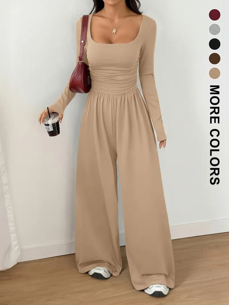 Stylish and casual wide-leg pants, simple and slim-fitting solid color slimming suit